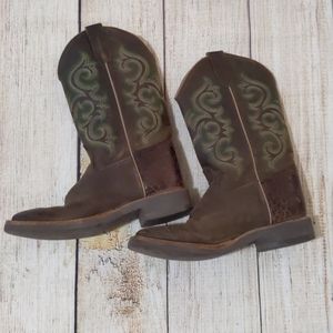 Girls Old West Brown Corona Calf Leather Booy